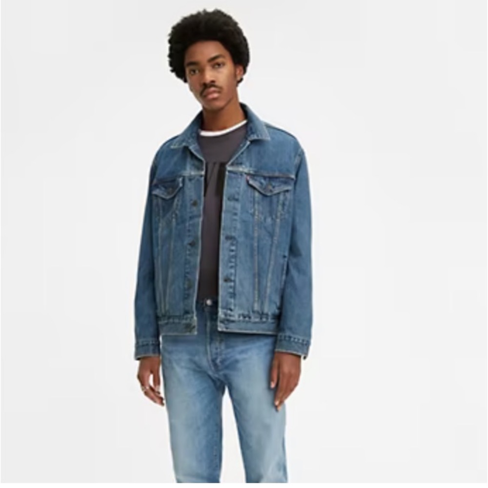 VTG 1986 LEVIS Classic Denim Trucker Jacket ~ 70506 Medium Wash Blue Jean USA!
